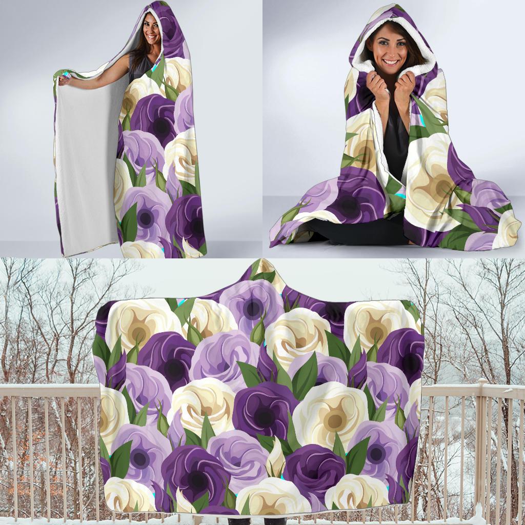 Lisianthus Pattern Print Design LT01 Hooded Blanket-JORJUNE.COM