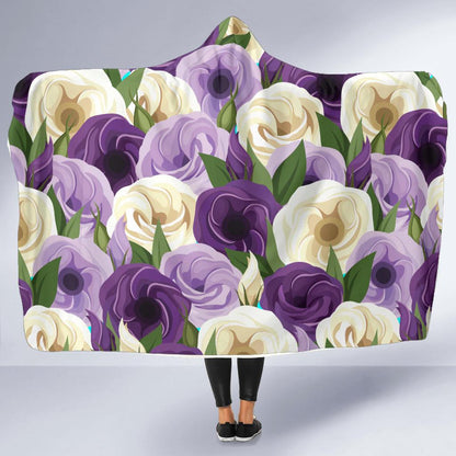 Lisianthus Pattern Print Design LT01 Hooded Blanket-JORJUNE.COM
