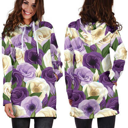 Lisianthus Pattern Print Design LT01 Women Hoodie Dress