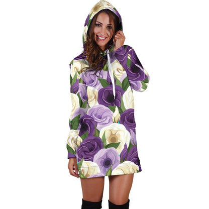 Lisianthus Pattern Print Design LT01 Women Hoodie Dress