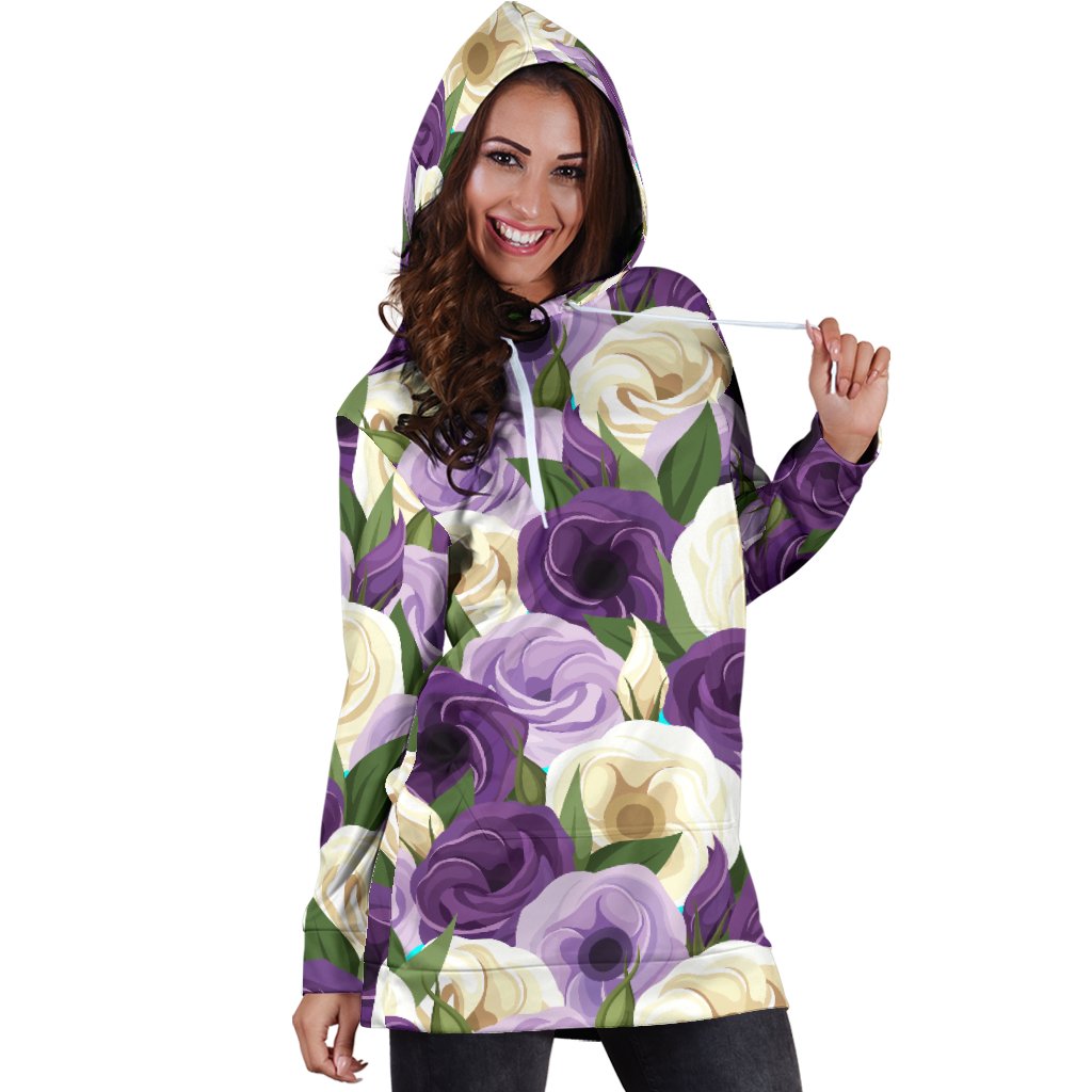 Lisianthus Pattern Print Design LT01 Women Hoodie Dress