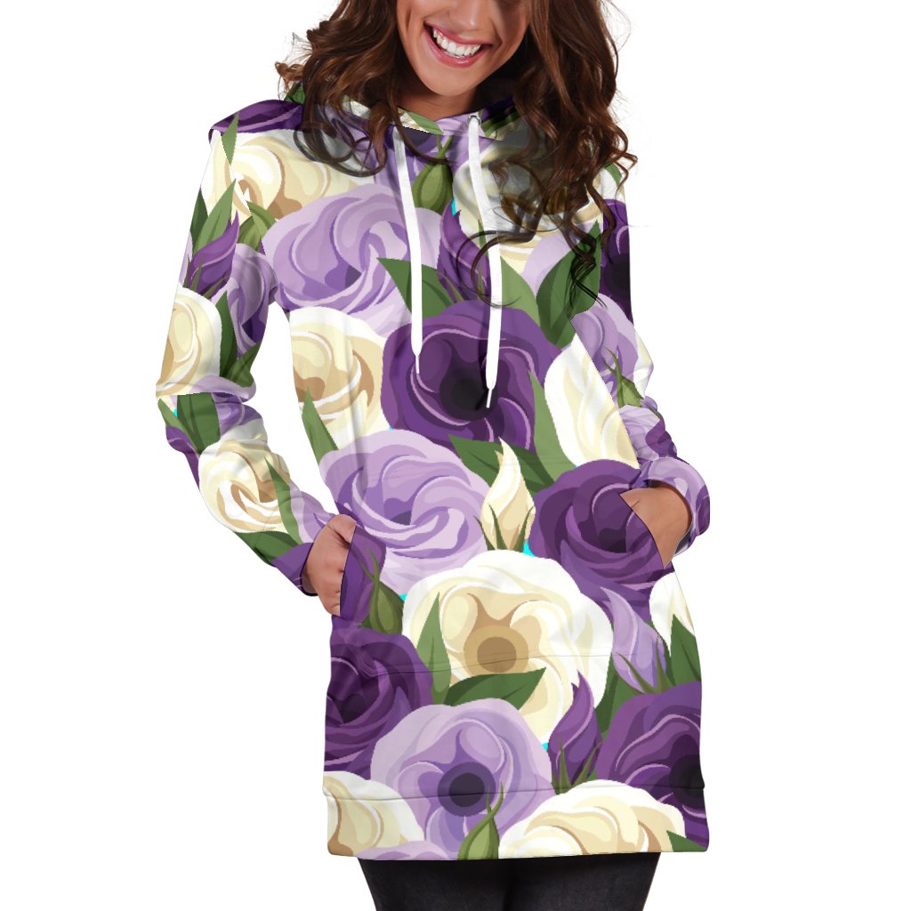Lisianthus Pattern Print Design LT01 Women Hoodie Dress