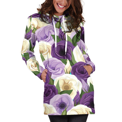 Lisianthus Pattern Print Design LT01 Women Hoodie Dress