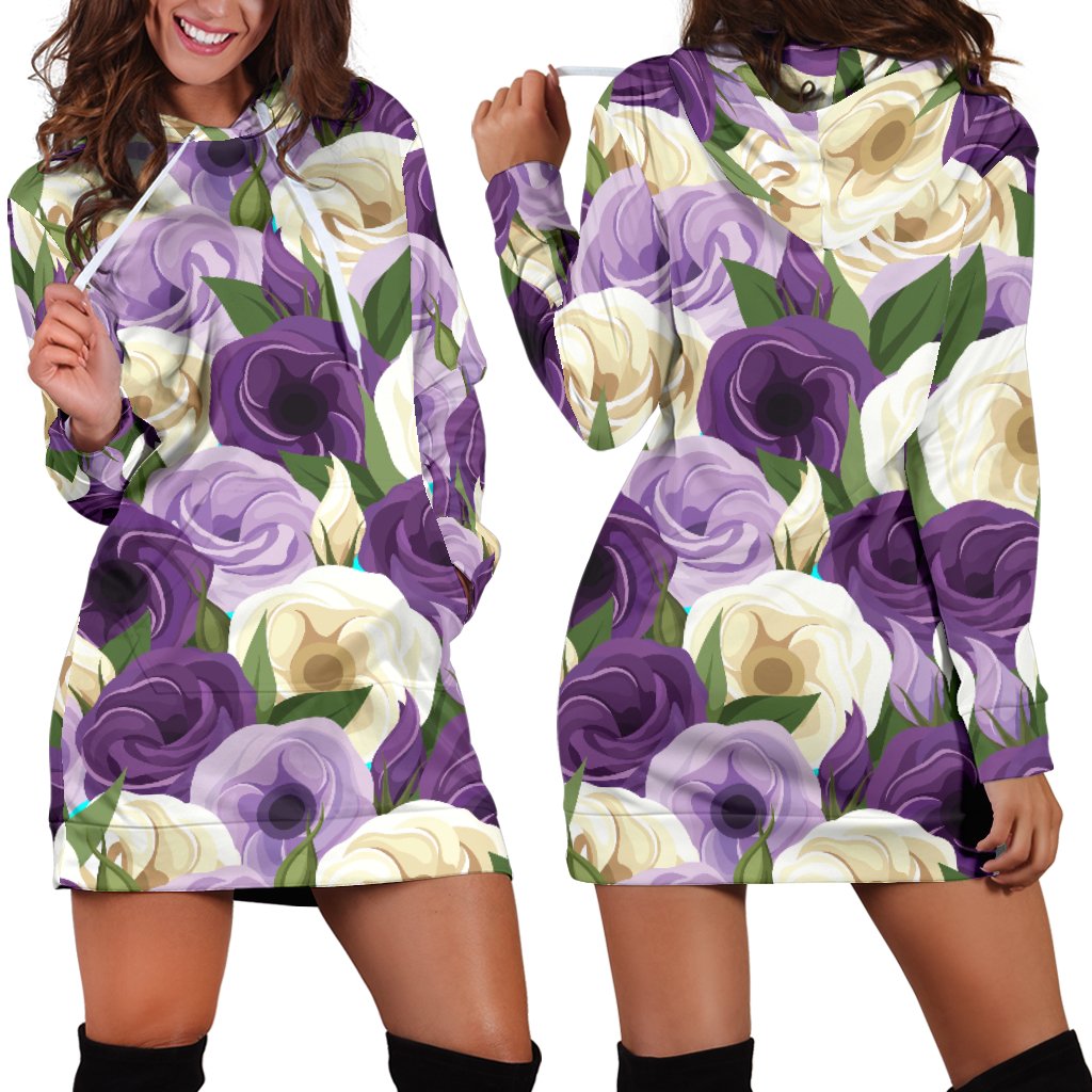 Lisianthus Pattern Print Design LT01 Women Hoodie Dress