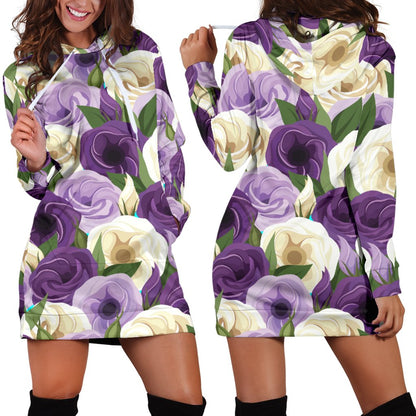 Lisianthus Pattern Print Design LT01 Women Hoodie Dress