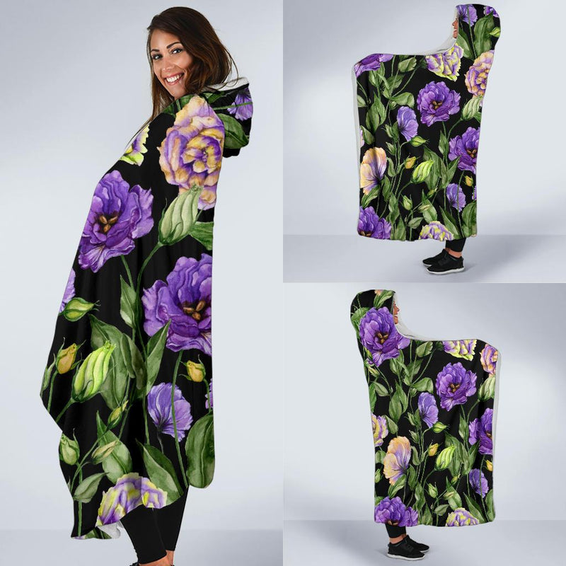 Lisianthus Pattern Print Design LT02 Hooded Blanket-JORJUNE.COM