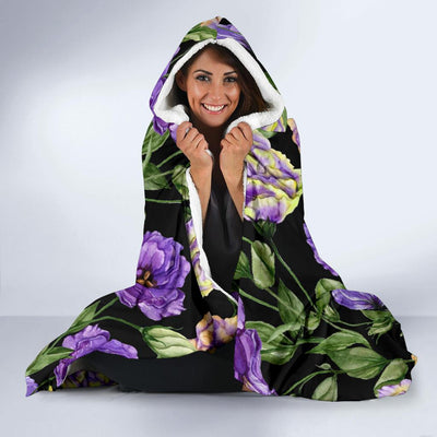 Lisianthus Pattern Print Design LT02 Hooded Blanket-JORJUNE.COM