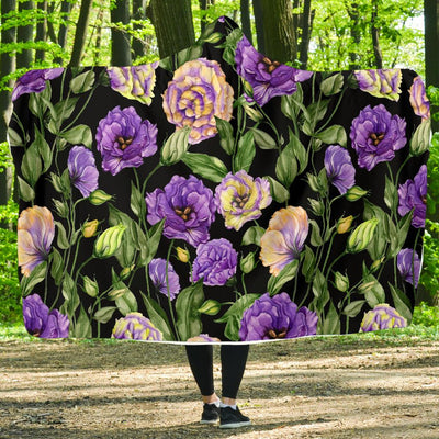 Lisianthus Pattern Print Design LT02 Hooded Blanket-JORJUNE.COM