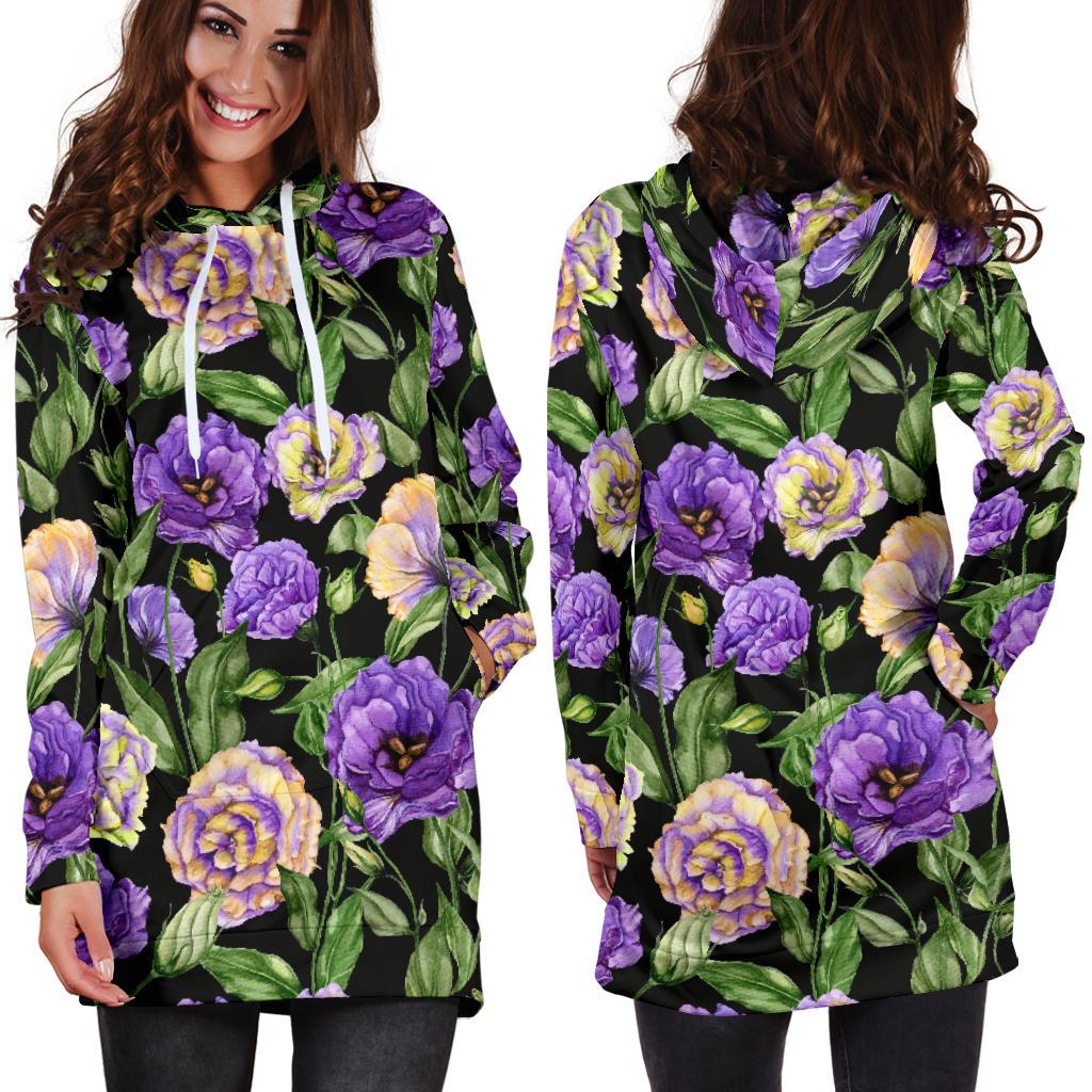 Lisianthus Pattern Print Design LT02 Women Hoodie Dress