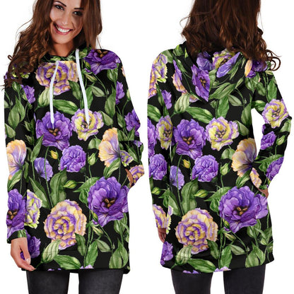 Lisianthus Pattern Print Design LT02 Women Hoodie Dress