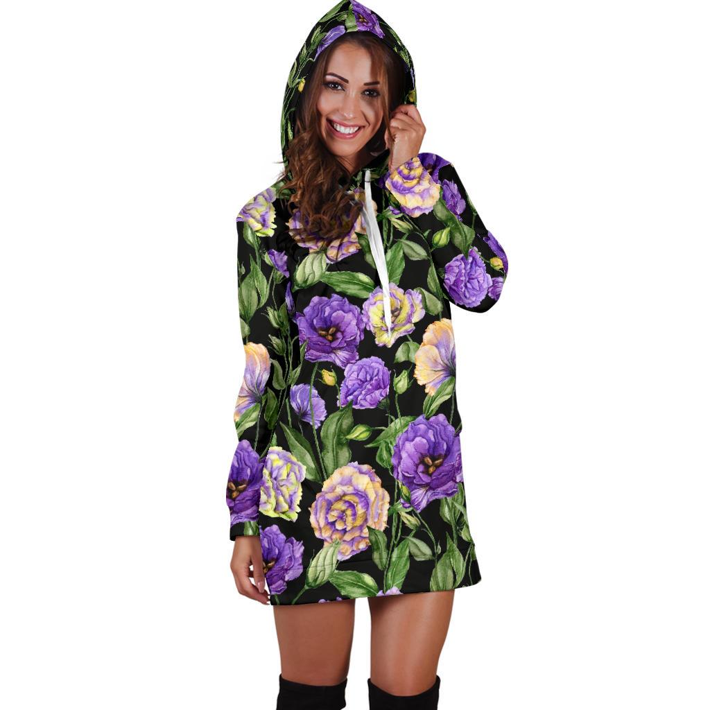 Lisianthus Pattern Print Design LT02 Women Hoodie Dress