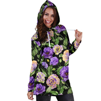 Lisianthus Pattern Print Design LT02 Women Hoodie Dress