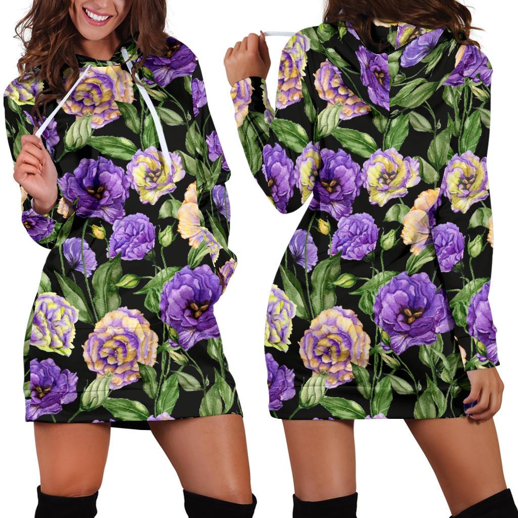 Lisianthus Pattern Print Design LT02 Women Hoodie Dress