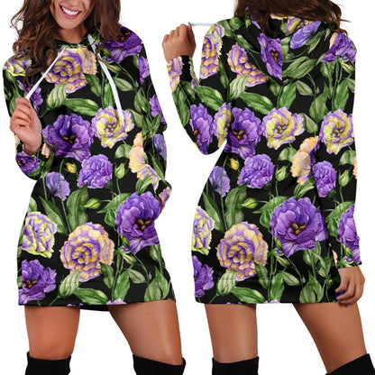 Lisianthus Pattern Print Design LT02 Women Hoodie Dress