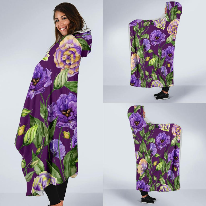 Lisianthus Pattern Print Design LT03 Hooded Blanket-JORJUNE.COM