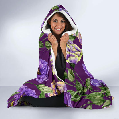 Lisianthus Pattern Print Design LT03 Hooded Blanket-JORJUNE.COM