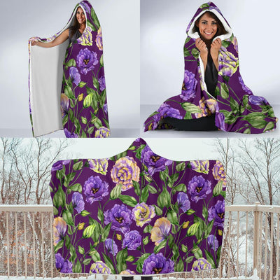 Lisianthus Pattern Print Design LT03 Hooded Blanket-JORJUNE.COM