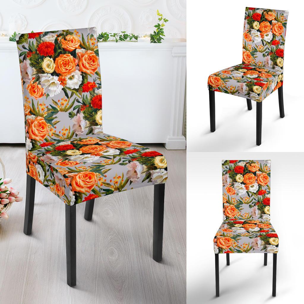 Lisianthus Pattern Print Design LT04 Dining Chair Slipcover-JORJUNE.COM