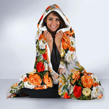 Lisianthus Pattern Print Design LT04 Hooded Blanket-JORJUNE.COM