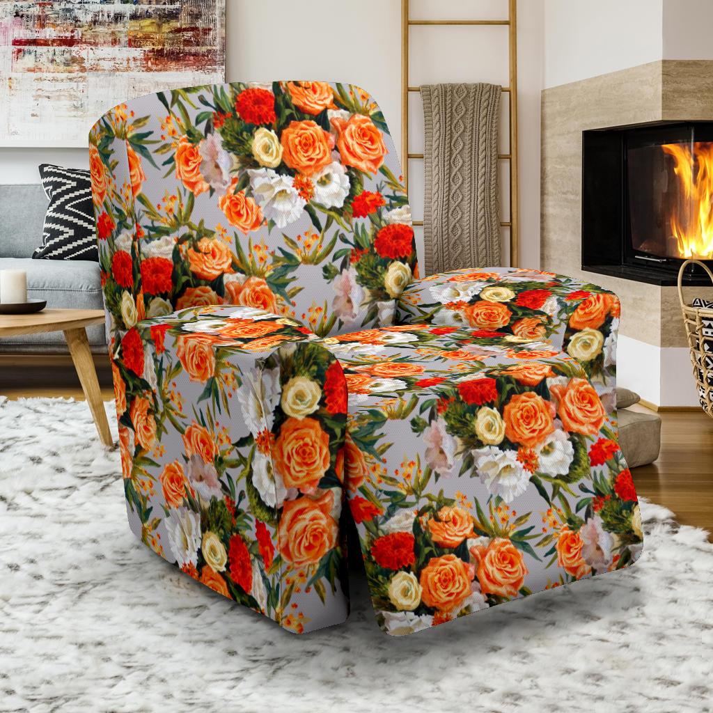Lisianthus Pattern Print Design LT04 Recliner Slipcover-JORJUNE.COM