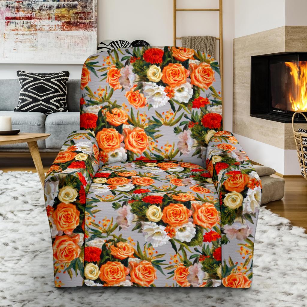 Lisianthus Pattern Print Design LT04 Recliner Slipcover-JORJUNE.COM