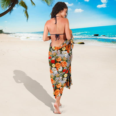 Lisianthus Pattern Print Design LT04 Sarong Pareo Wrap-JORJUNE.COM