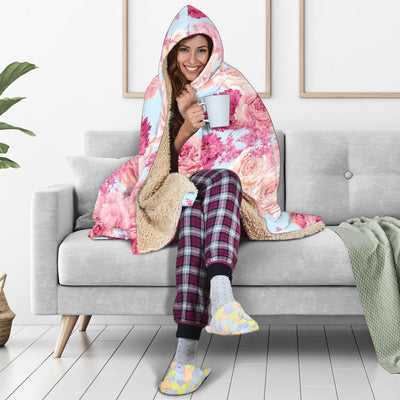 Lisianthus Pattern Print Design LT05 Hooded Blanket-JORJUNE.COM