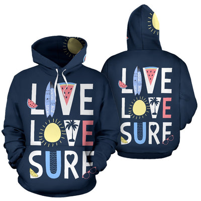 Live Love Surf All Over Print Hoodie