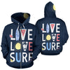 Live Love Surf All Over Zip Up Hoodie