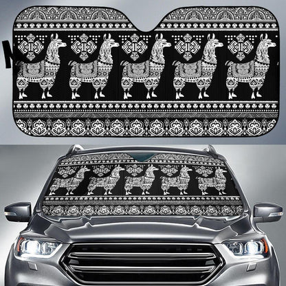 Llama Aztec Style Pattern Print Design 01 Car Sun Shades-JORJUNE.COM