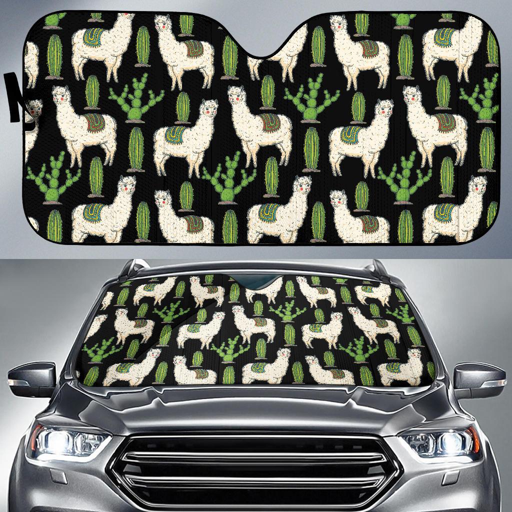 Llama Cactus Pattern Print Design 011 Car Sun Shades-JORJUNE.COM