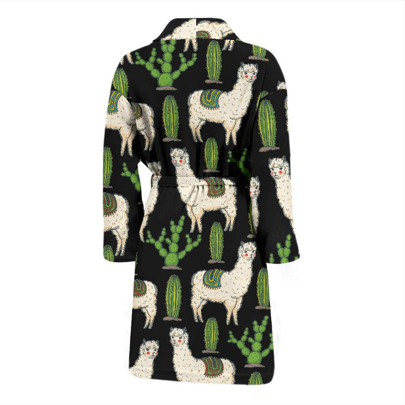 Llama Cactus Pattern Print Design 011 Men Bathrobe-JORJUNE.COM