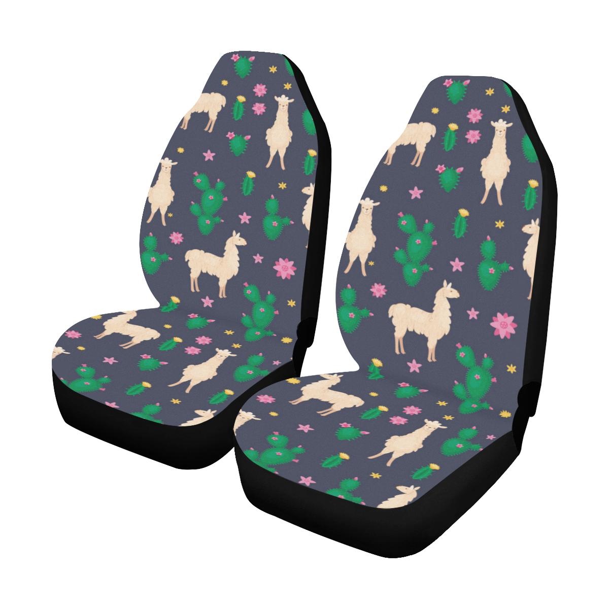 Llama Cactus Pattern Print Design 012 Car Seat Covers (Set of 2)-JORJUNE.COM