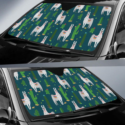 Llama Cactus Pattern Print Design 013 Car Sun Shades-JORJUNE.COM