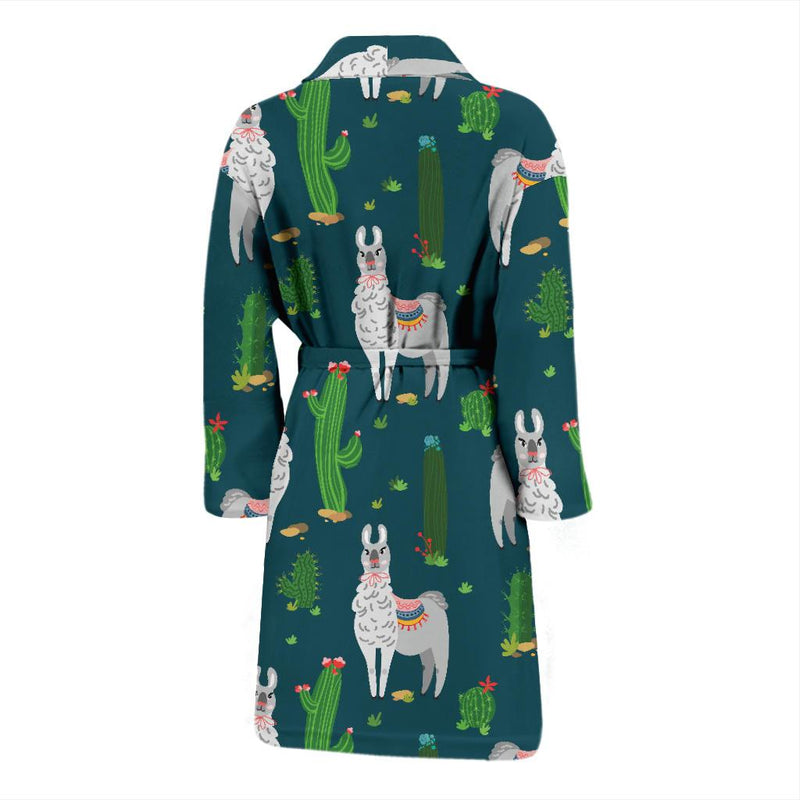 Llama Cactus Pattern Print Design 013 Men Bathrobe-JORJUNE.COM