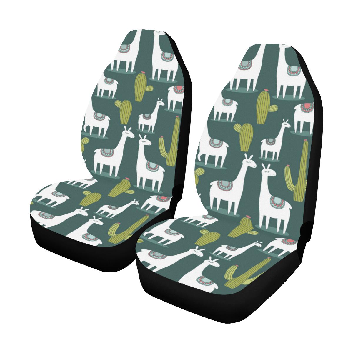 Llama Cactus Pattern Print Design 02 Car Seat Covers (Set of 2)-JORJUNE.COM