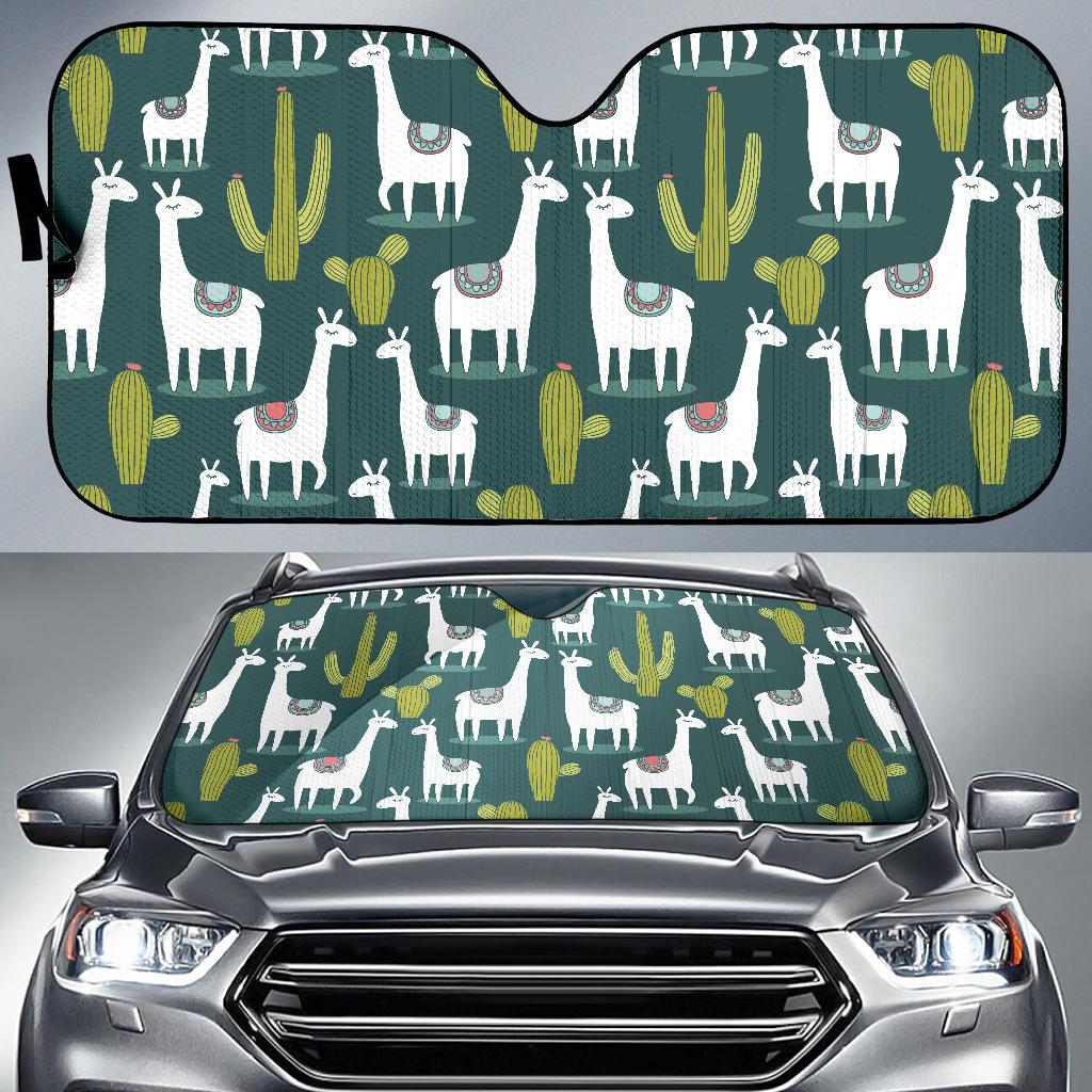 Llama Cactus Pattern Print Design 02 Car Sun Shades-JORJUNE.COM