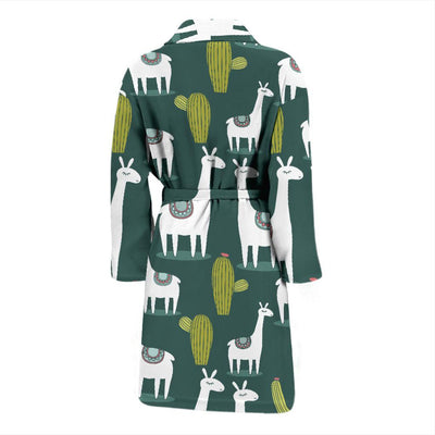 Llama Cactus Pattern Print Design 02 Men Bathrobe-JORJUNE.COM