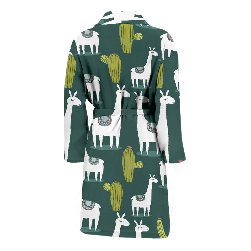 Llama Cactus Pattern Print Design 02 Men Bathrobe-JORJUNE.COM