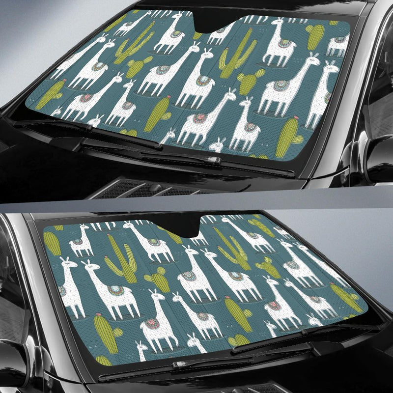 Llama Cactus Pattern Print Design 03 Car Sun Shades-JORJUNE.COM