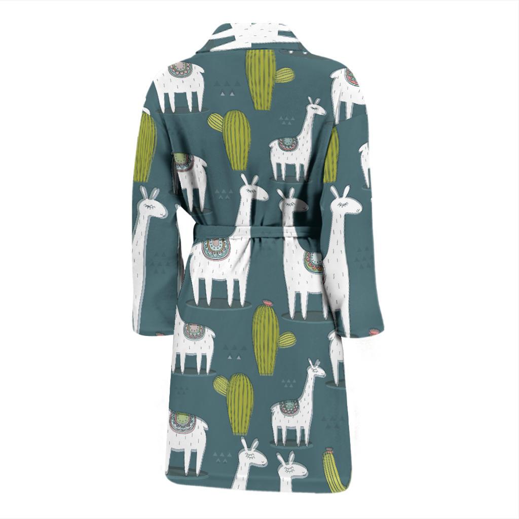 Llama Cactus Pattern Print Design 03 Men Bathrobe-JORJUNE.COM