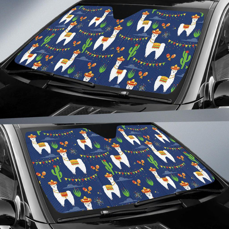 Llama Cactus Pattern Print Design 05 Car Sun Shades-JORJUNE.COM