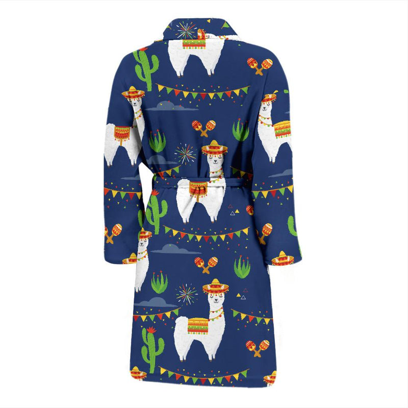 Llama Cactus Pattern Print Design 05 Men Bathrobe-JORJUNE.COM