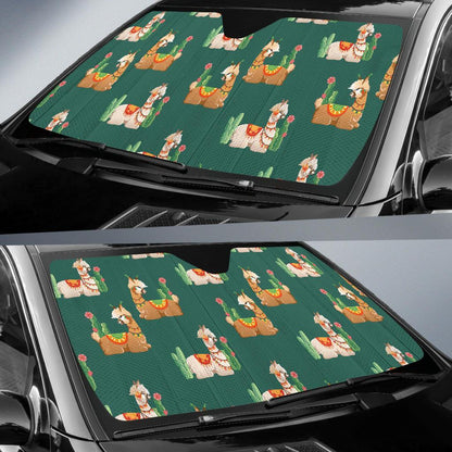 Llama Cactus Pattern Print Design 07 Car Sun Shades-JORJUNE.COM