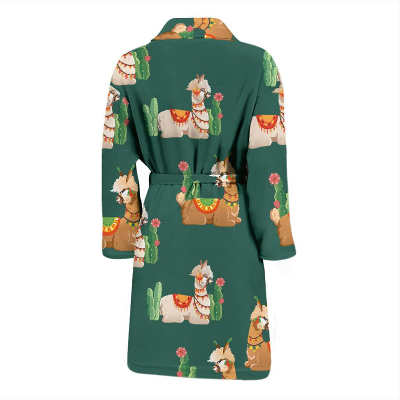 Llama Cactus Pattern Print Design 07 Men Bathrobe-JORJUNE.COM