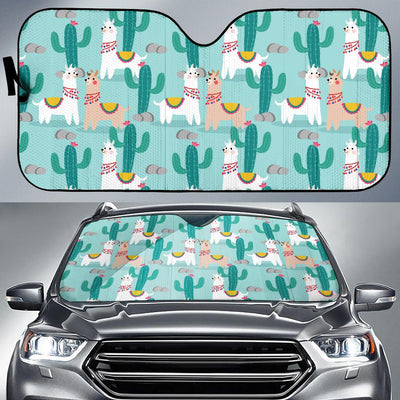 Llama Cactus Pattern Print Design 08 Car Sun Shades-JORJUNE.COM