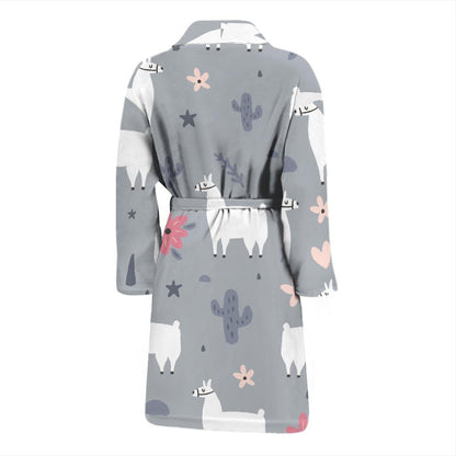 Llama Pattern Print Design 010 Men Bathrobe-JORJUNE.COM