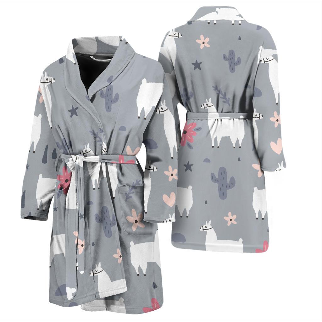 Llama Pattern Print Design 010 Men Bathrobe-JORJUNE.COM