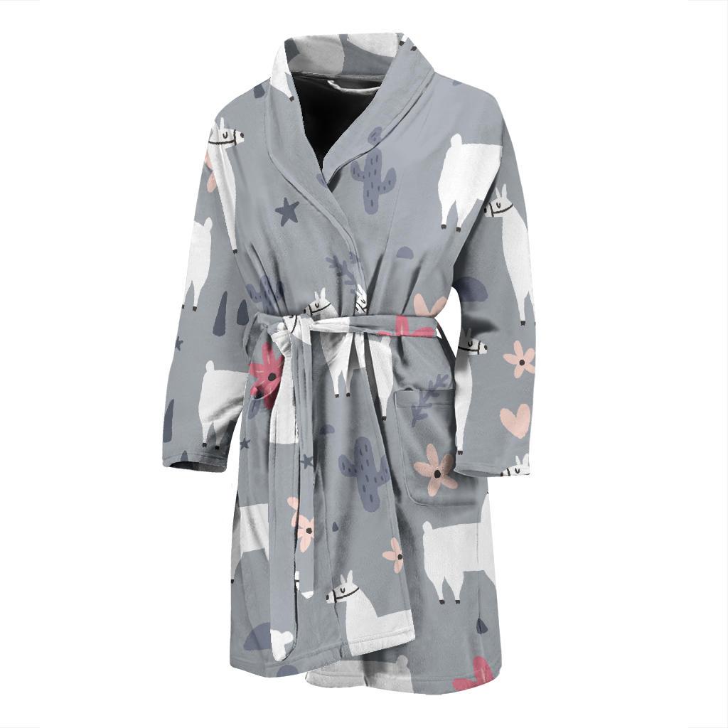 Llama Pattern Print Design 010 Men Bathrobe-JORJUNE.COM