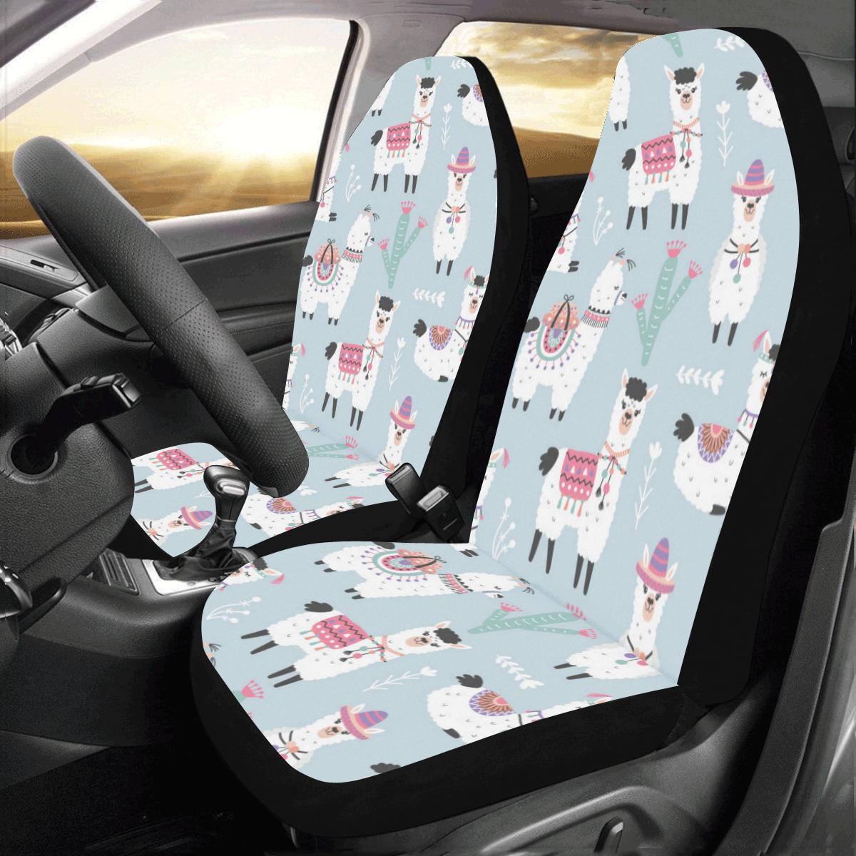 Llama Pattern Print Design 04 Car Seat Covers (Set of 2)-JORJUNE.COM